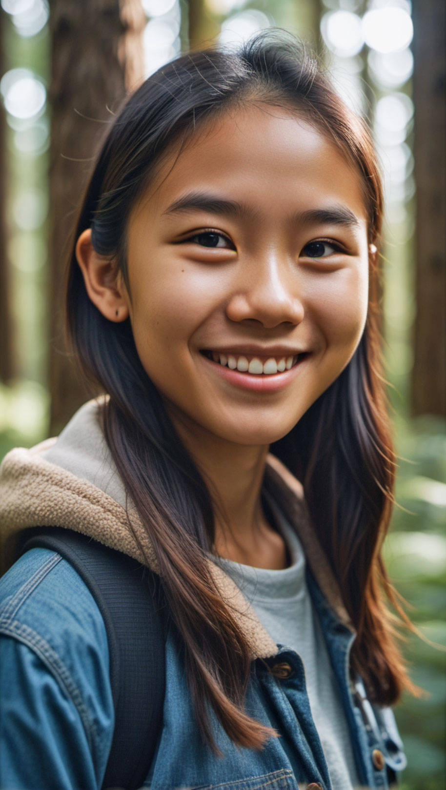 Asian teenage girl smiling at the camera