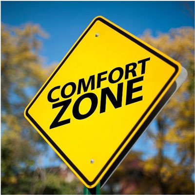 comfortzone3 diamond-shaped yellow street sign that says comfort zone