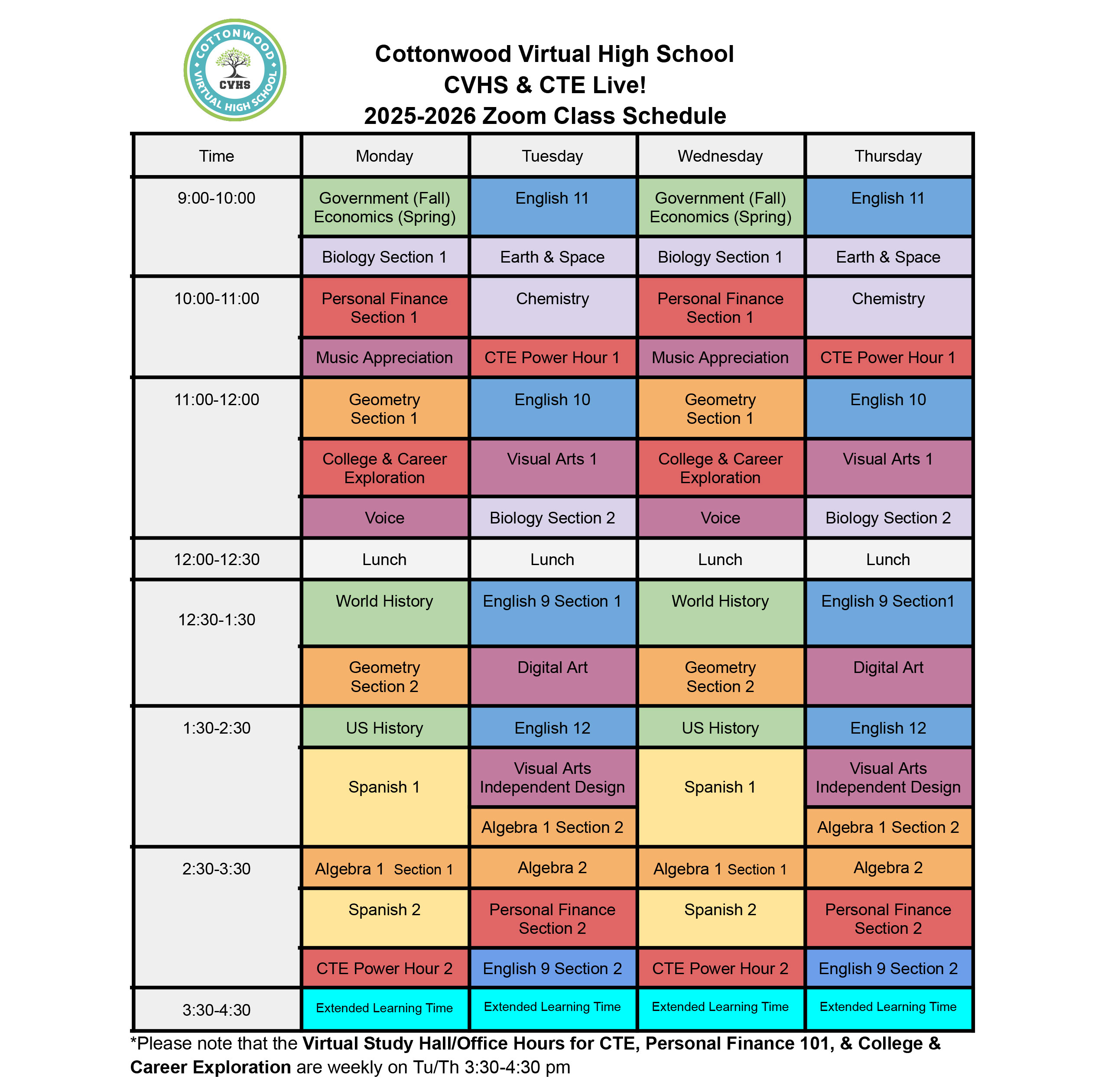 2023-24 CVHS Class Schedule