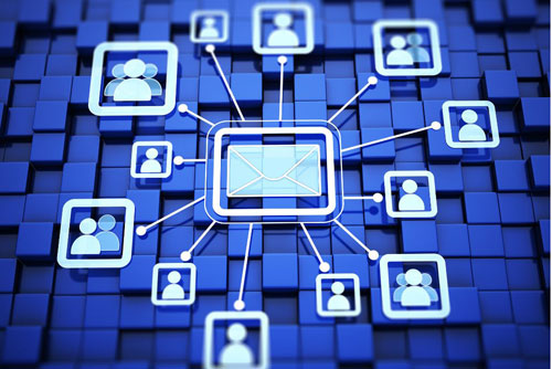 graphic with multiple people icons connected by lines against a blue background