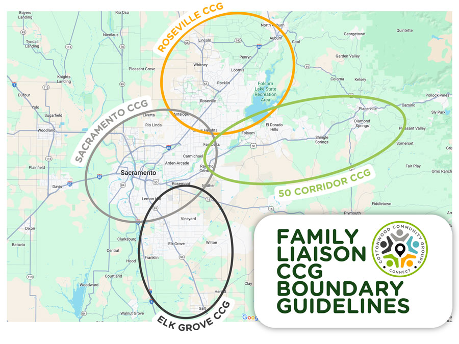 Map showing boundaries of Cottonwood Community Groups